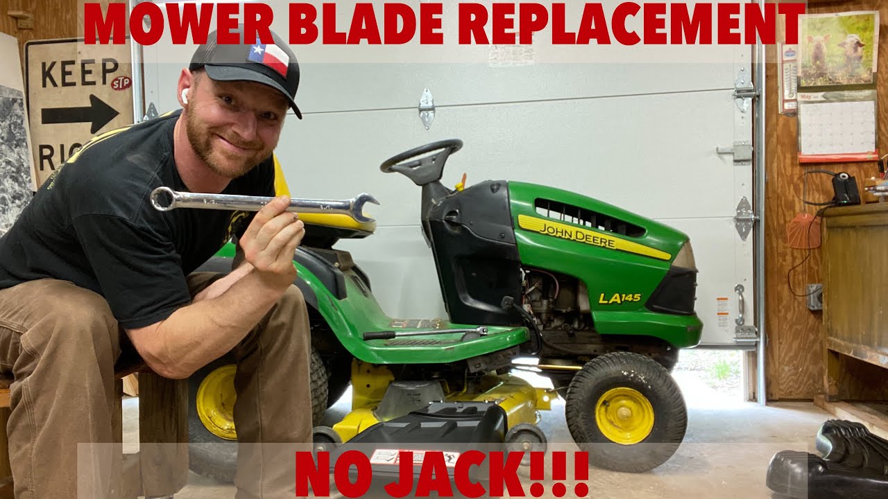 Замена ножей газонокосилки John Deere; БЕЗ ДОМКРАТА!!