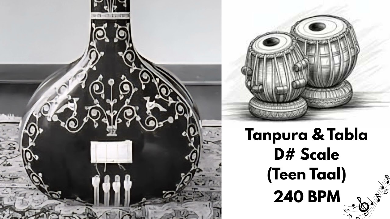 D# Tanpura & Tabla || Teen Taal 240 Bpm || Scale D# 