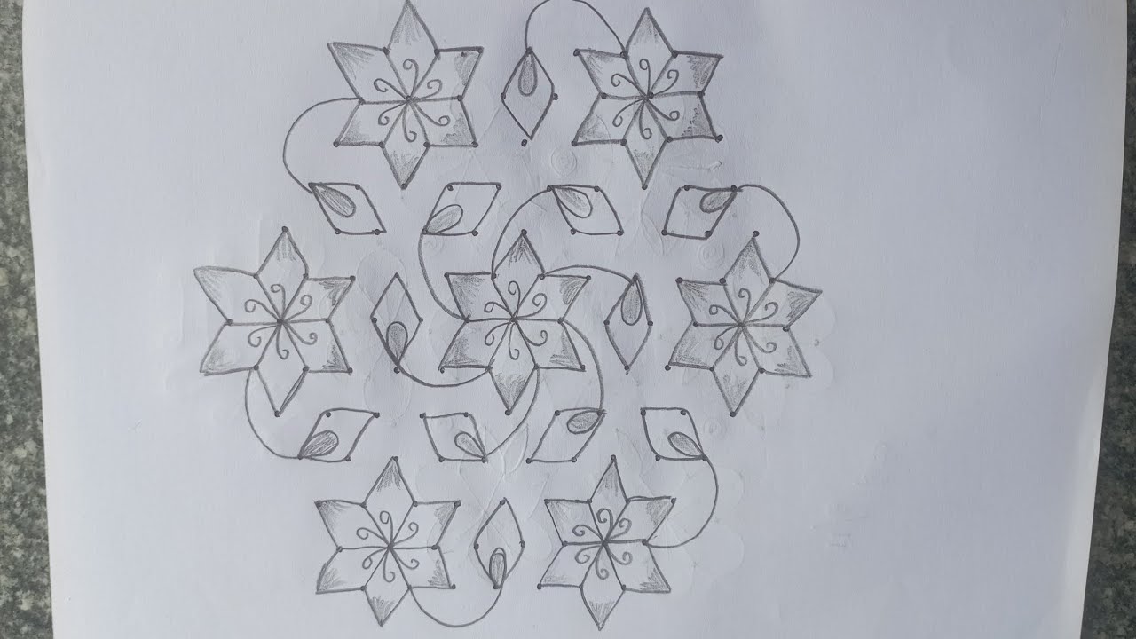 13*7Beautiful rangoli design for beginners 🌺🌺#trending #chukkalamuggulu #kolam #rangoli 