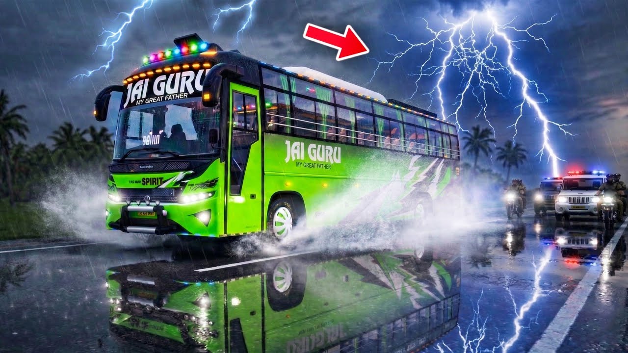 Jai Guru Bus driving 😎 / Full Rain mod / Ets 2 gameplay Tamil  On VTG 