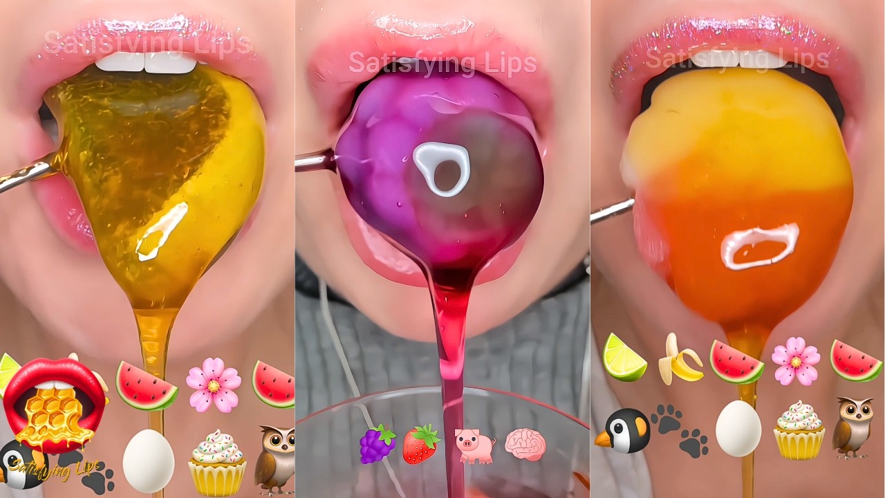 Satisfying ASMR Eating Emoji Food Challenge Mukbang