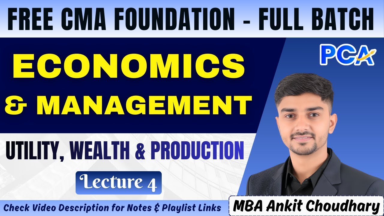 L3. Utility, Wealth & Production | Economics & Management | MBA Ankit Choudhary | CMA Foundation#cma