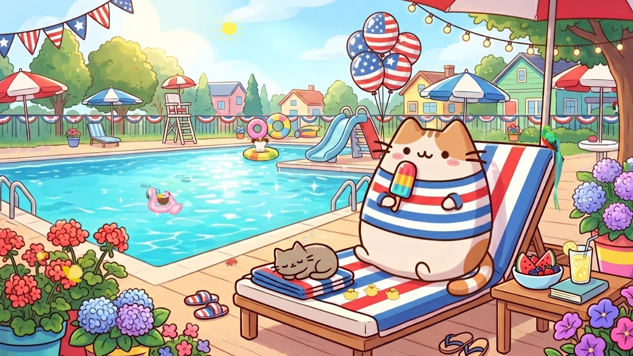 Mochi&rsquo;s Independence Day USA Poolside Summer ☀️ Chill Lofi Jazz Sunny Holiday Vibes 🌴 Relax & Enjoy