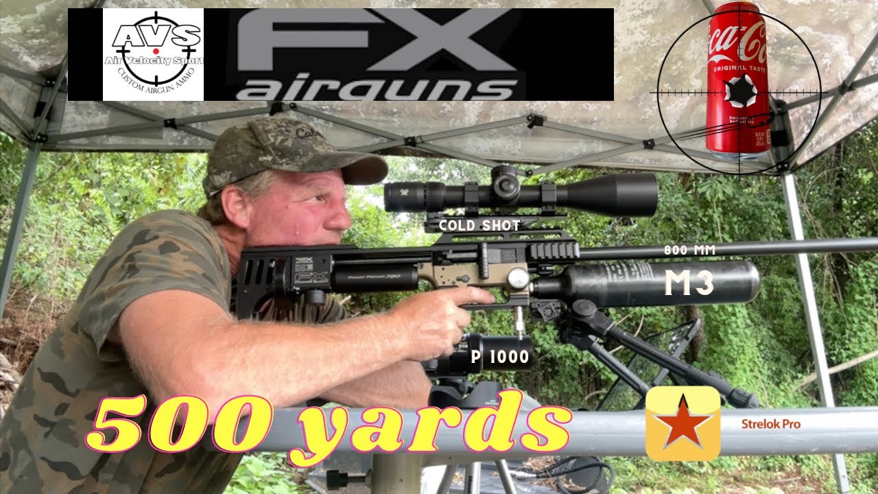 500 yard coke can shot! Impact M3 .22 with 800mm barrel using Avs 33 grain slugs. Panthera next.