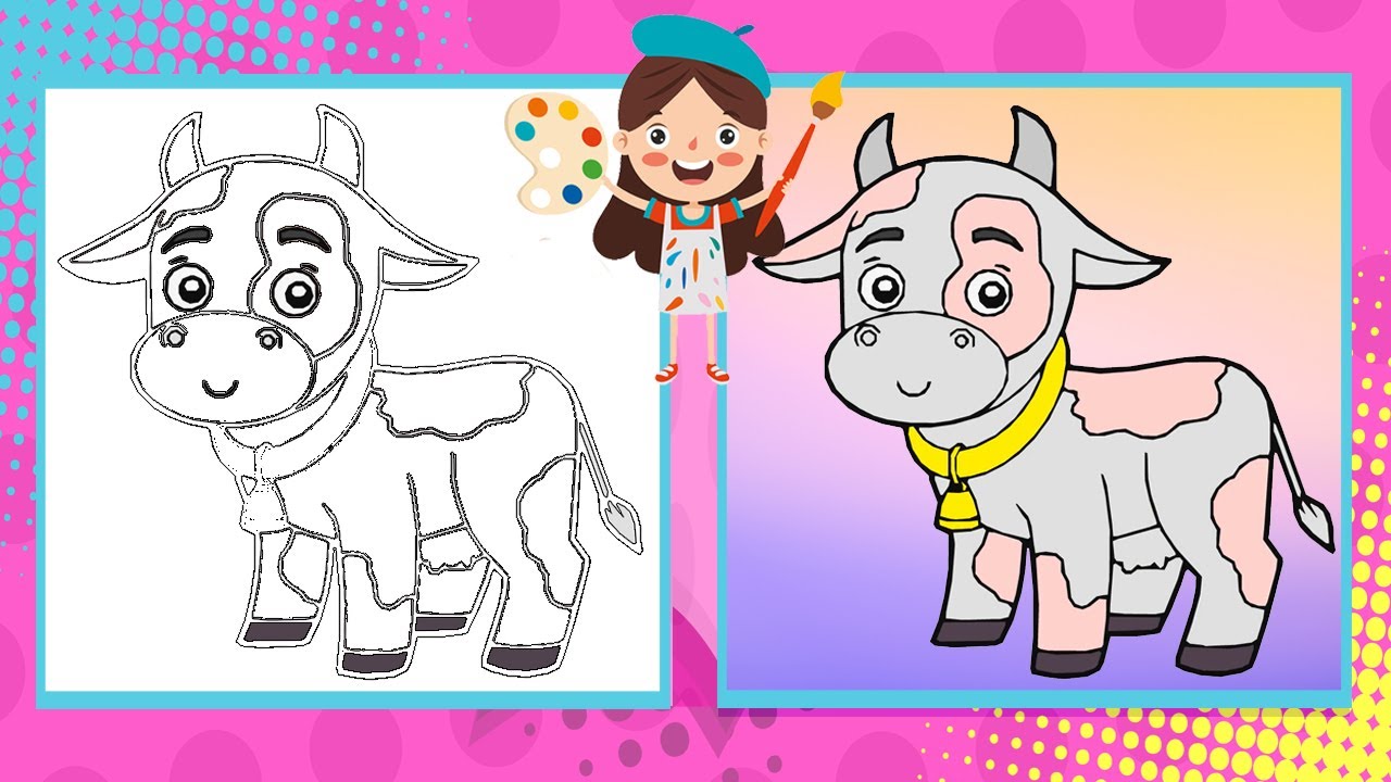 KAKO NACRTATI i obojiti KRAVU korak po korak 🎨🐄 Edukativni video za djecu