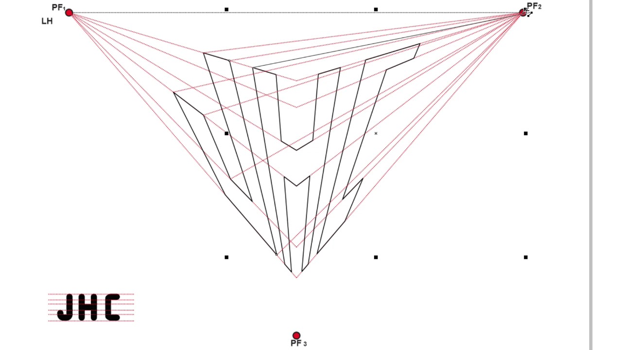 Perspectiva de letras con 3 puntos de fuga