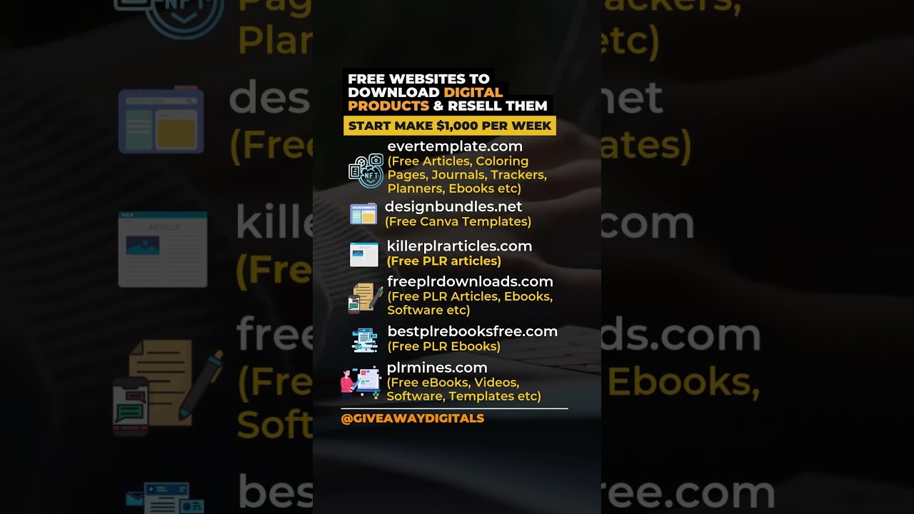 Free Websites to Download and Resell Digital Products #digitalproducts #digitalplannerideas