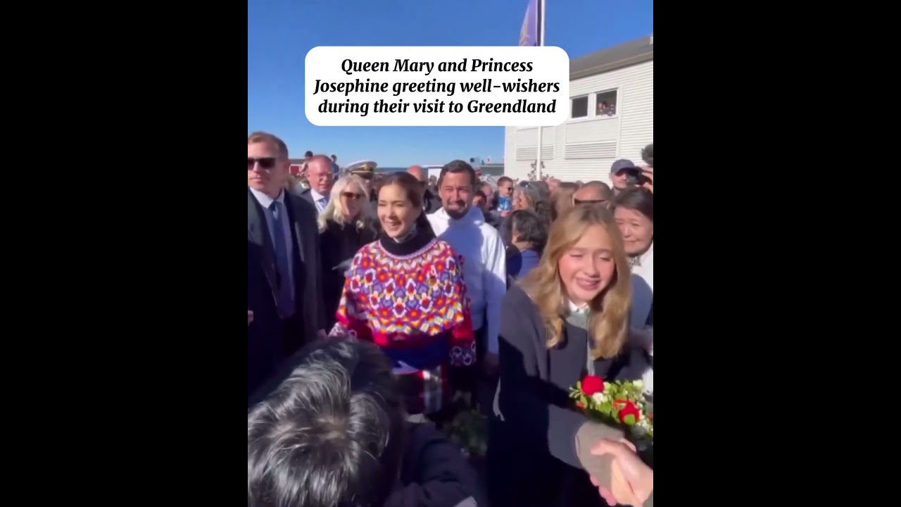 Queen Mary and Princess Josephine greeting well-wishers during their visit to Greendland