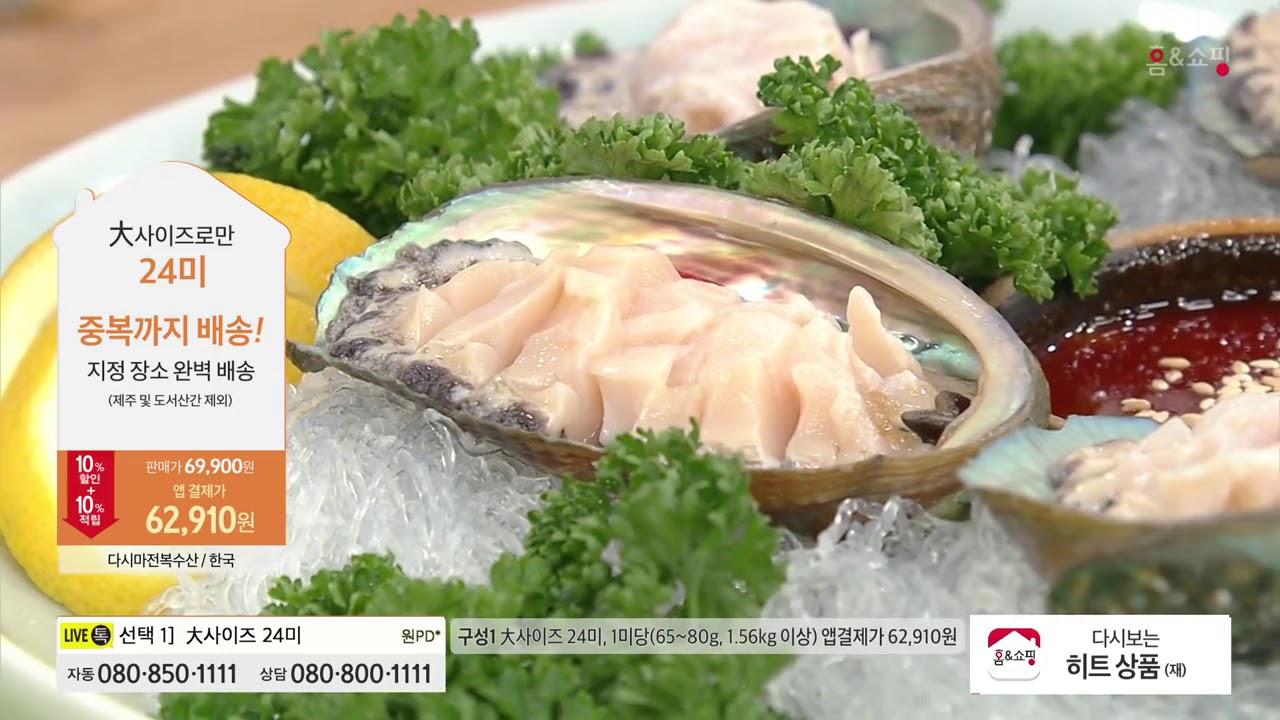 [홈앤쇼핑] [완도참전복] 活 대전복 24미 (대사이즈 / 중량  1.56Kg 이상)