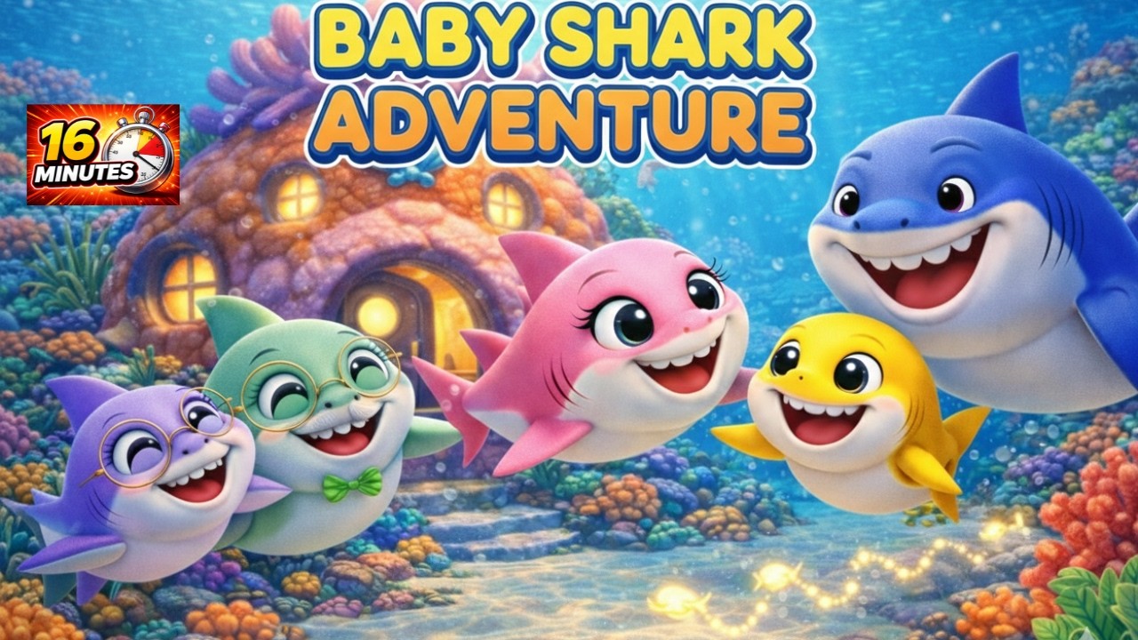 Baby Shark Dance 🦈 16 minutes full song | Kids Song | Kids Nursery Rhymes #nurseryrhymes #kidssongs
