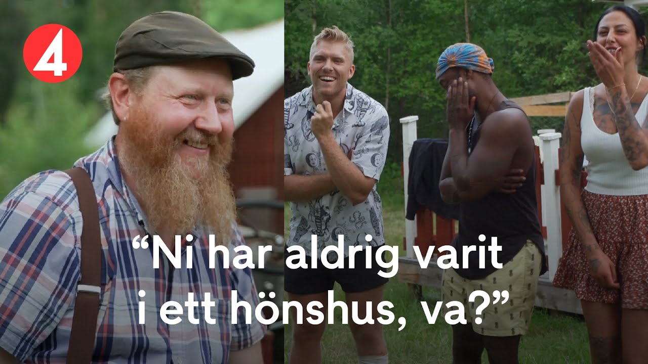 Wincent kan inte hålla sig för skratt när han ser hönshuset