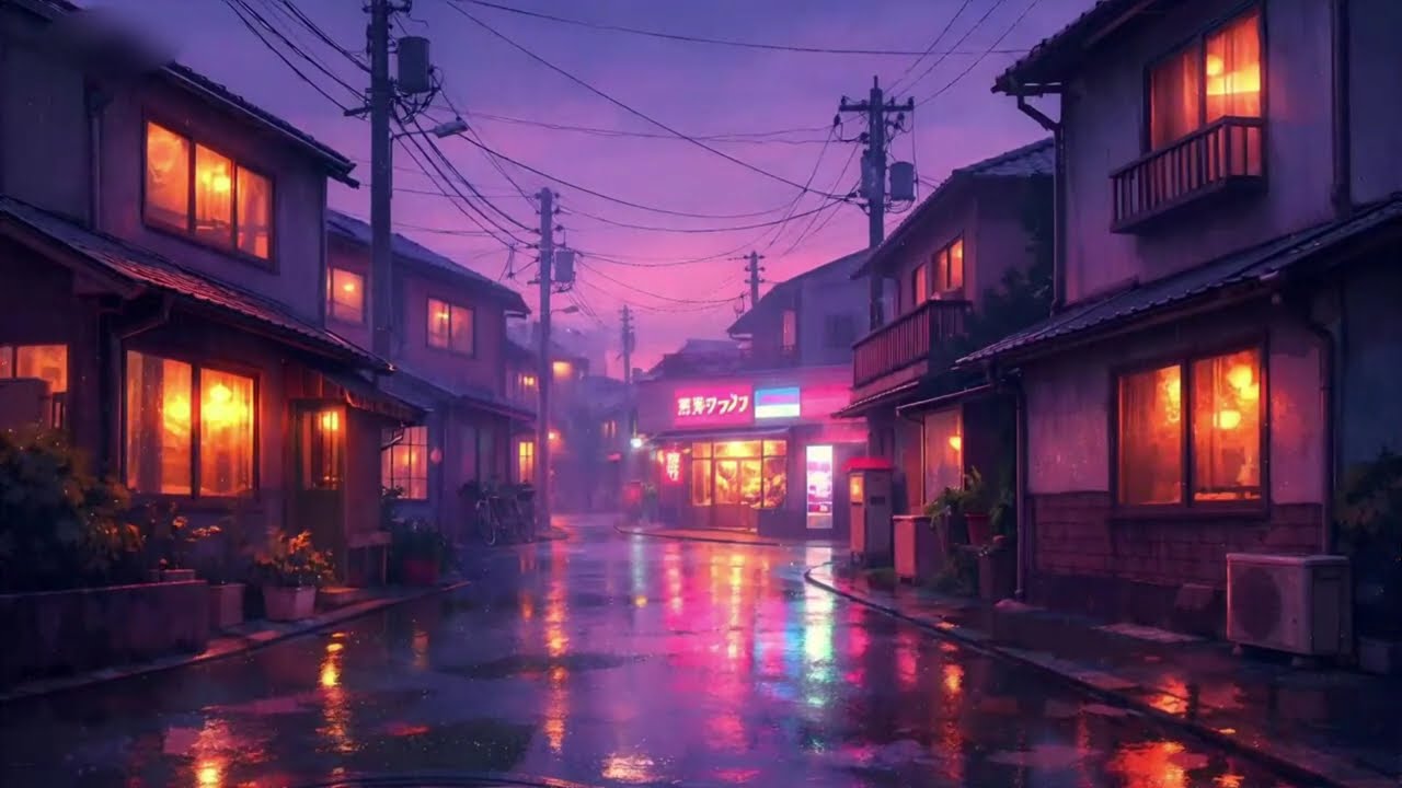 Rainy Lofi Hip Hop Beats for Healing [3 Hours] 🌉☔ Quiet Japanese Residential Lane