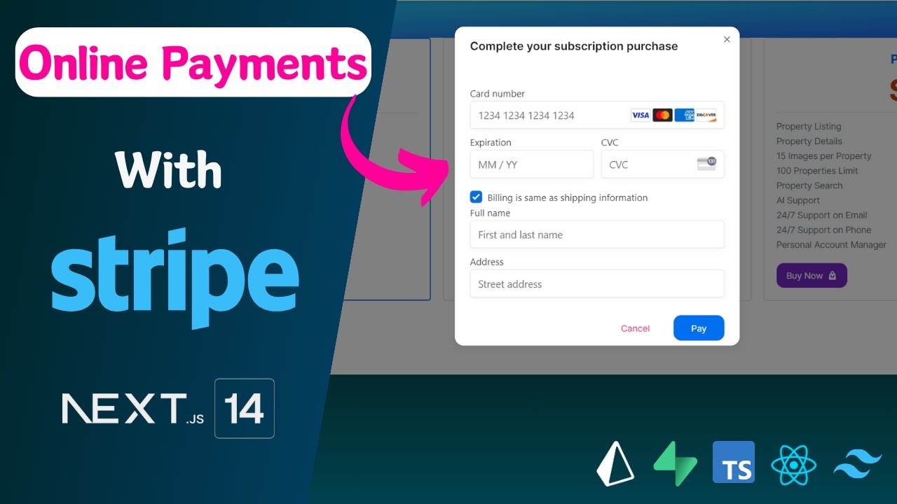 Stripe Online Payments In Next JS 14 - Full Guide