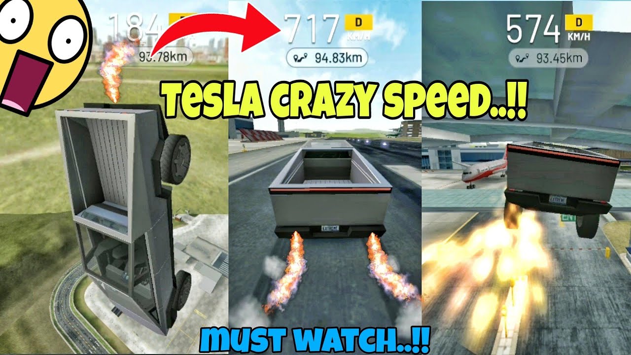 Tesla cyber truck crazy 700 speed..!!😱|| Funny moments😂|| Extreme car driving simulator||