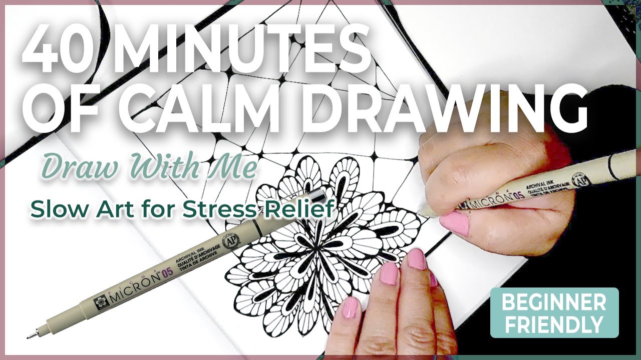 40 Minutes of Slow Floral Drawing | Pure Calm Zentangle Session