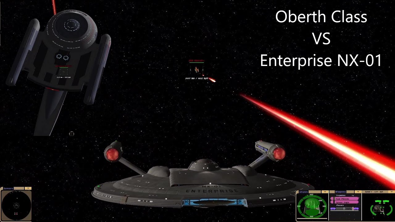 Enterprise NX-01 VS Oberth Class | Both Sides | Star Trek Bridge Commander Battle |
