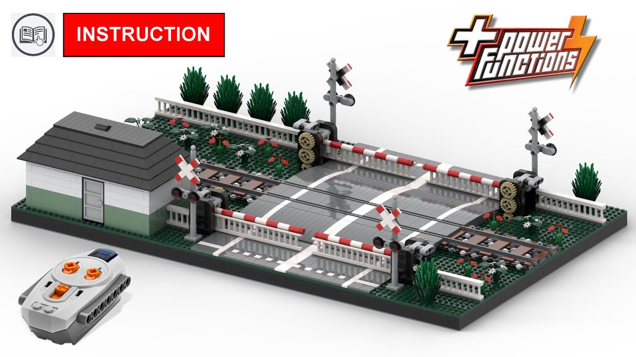 LEGO Train instruction - Passage à niveau motorisé - Motorized Train level crossing -- MOC