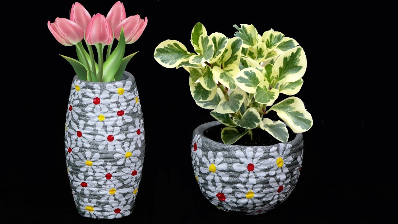 Easy Flower vase making at home // ফুলদানী তৈরি // waste material flower vase