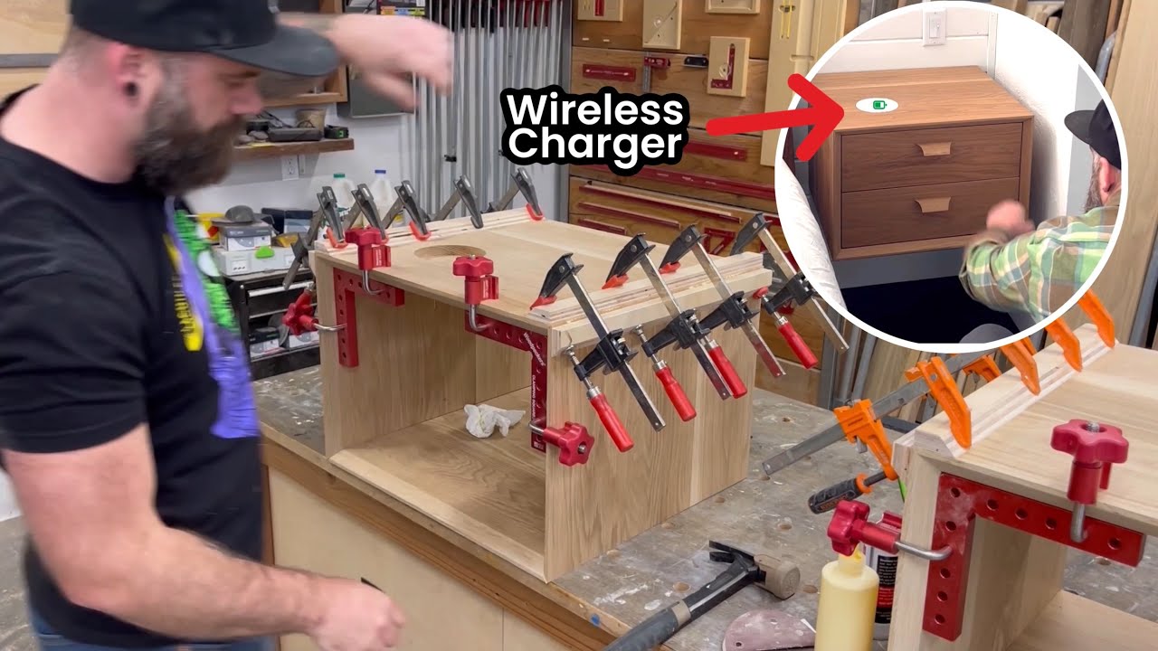 Wireless Charging by Your Bed || White Oak Floating Nightstands