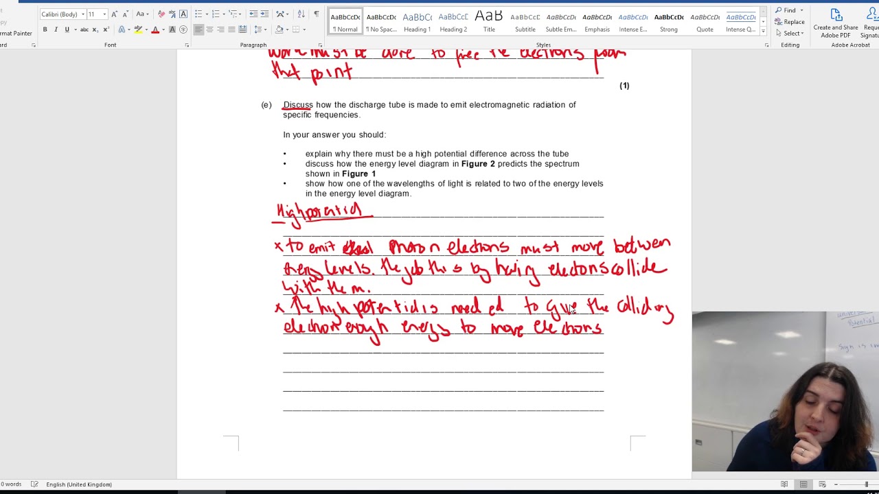 Question 11 Energy levels