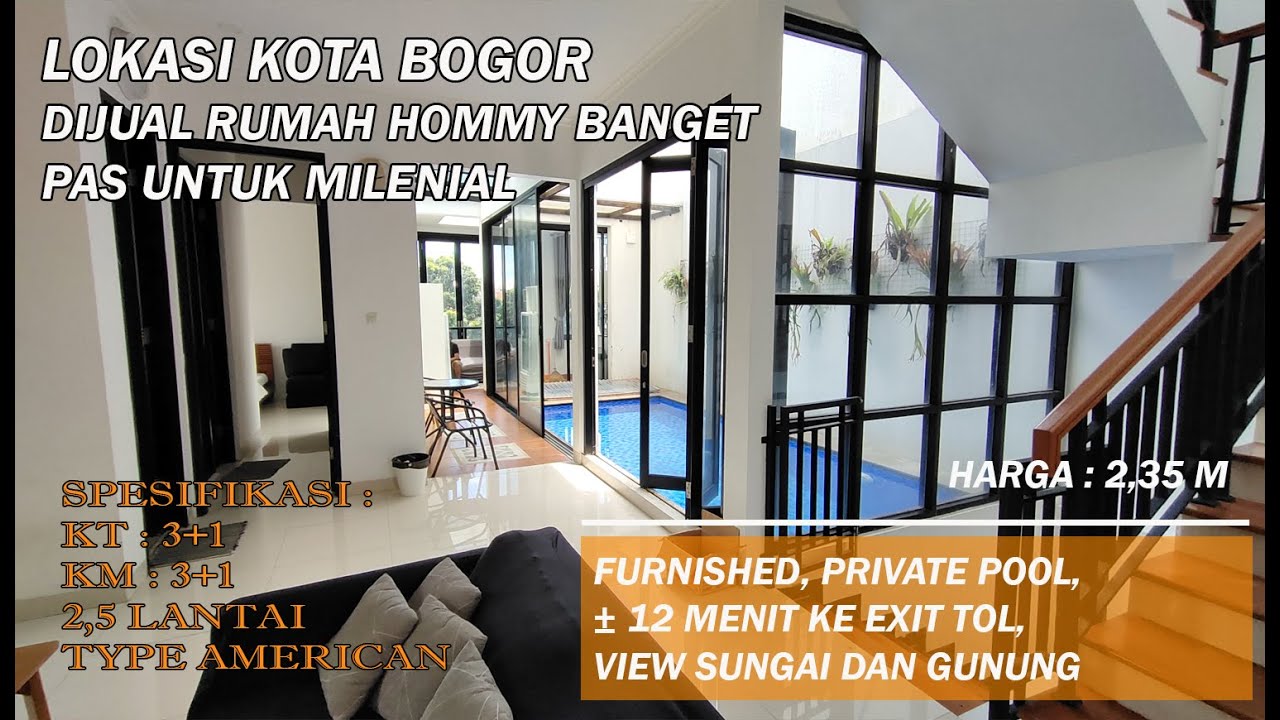Dijual Rumah Private Pool Semi Villa Furnished di Bogor Kota BNR .
