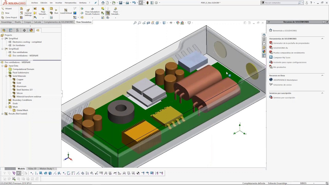 SOLIDWORKS Flow Simulation | Simulación de fluidos: Módulo de refrigeración electrónica