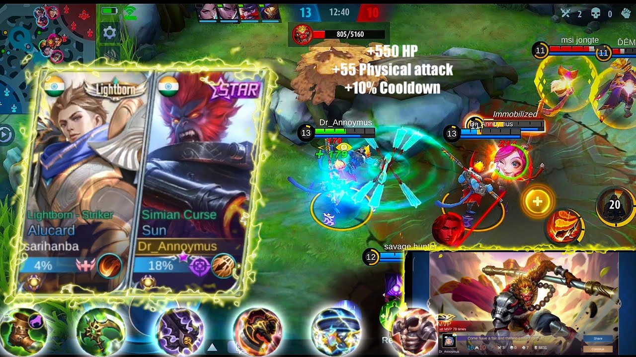 Funniest MVP rank push gameplay /Sun rank GameplaySun insane Build/Sun best build