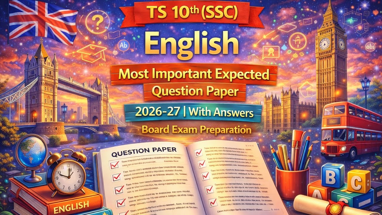 TS 10th SSC | English | Most Important Expected Question Paper| 2026-27 | With Answers | Board Exam 