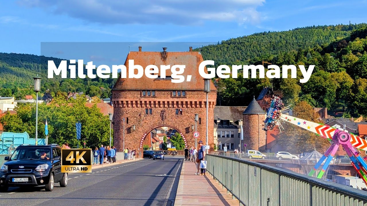 Walking in the beautiful town of Miltenberg, Germany, 4K 