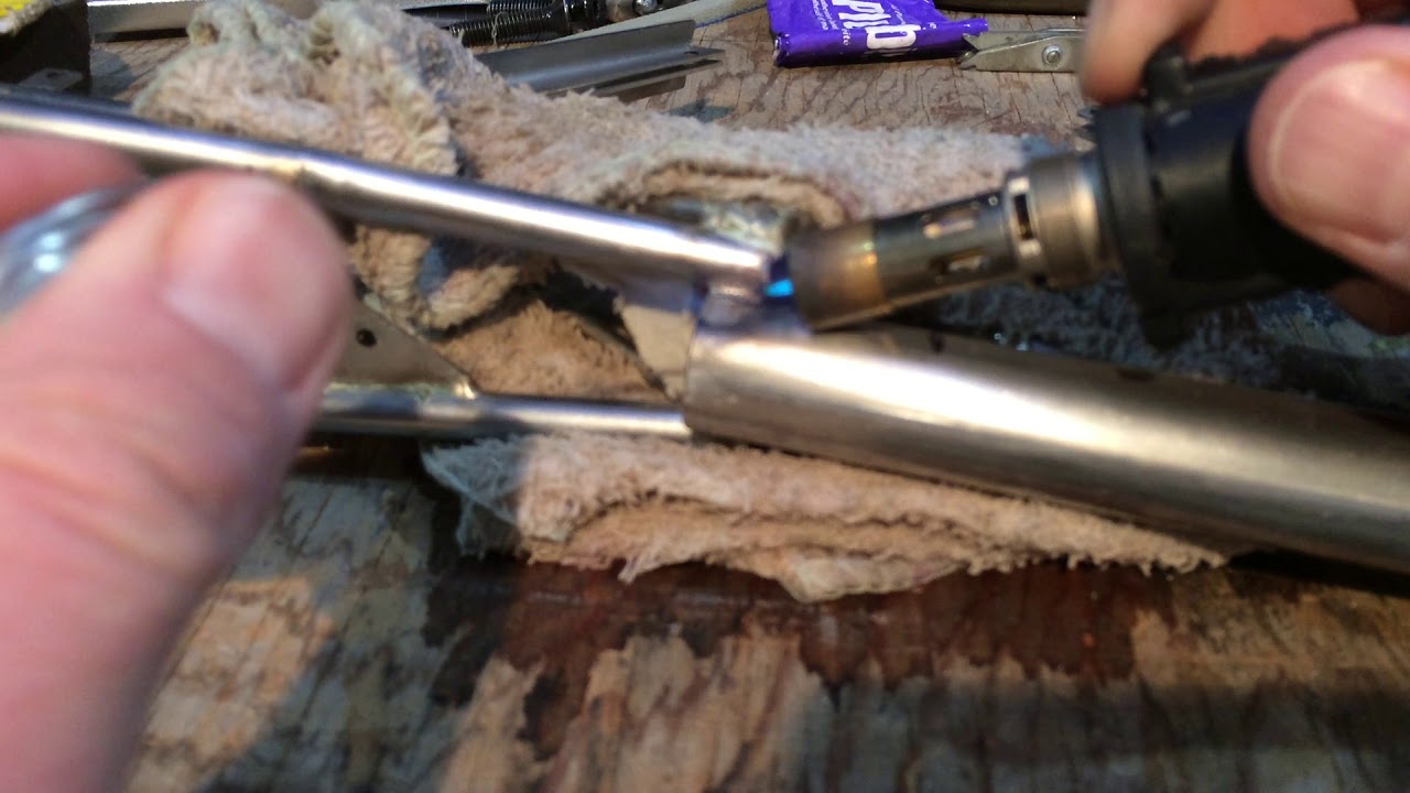 Silver solder repair of Vario scale model Bell 47 G3 tail boom with a cold joint.