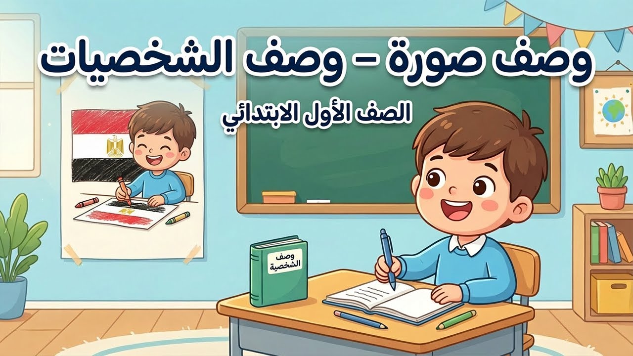وصف صورة للصف الاول الابتدائي لغة عربية الترم الثاني منهج جديد وصف صورة وصف الشخصيات اولى ابتدائي
