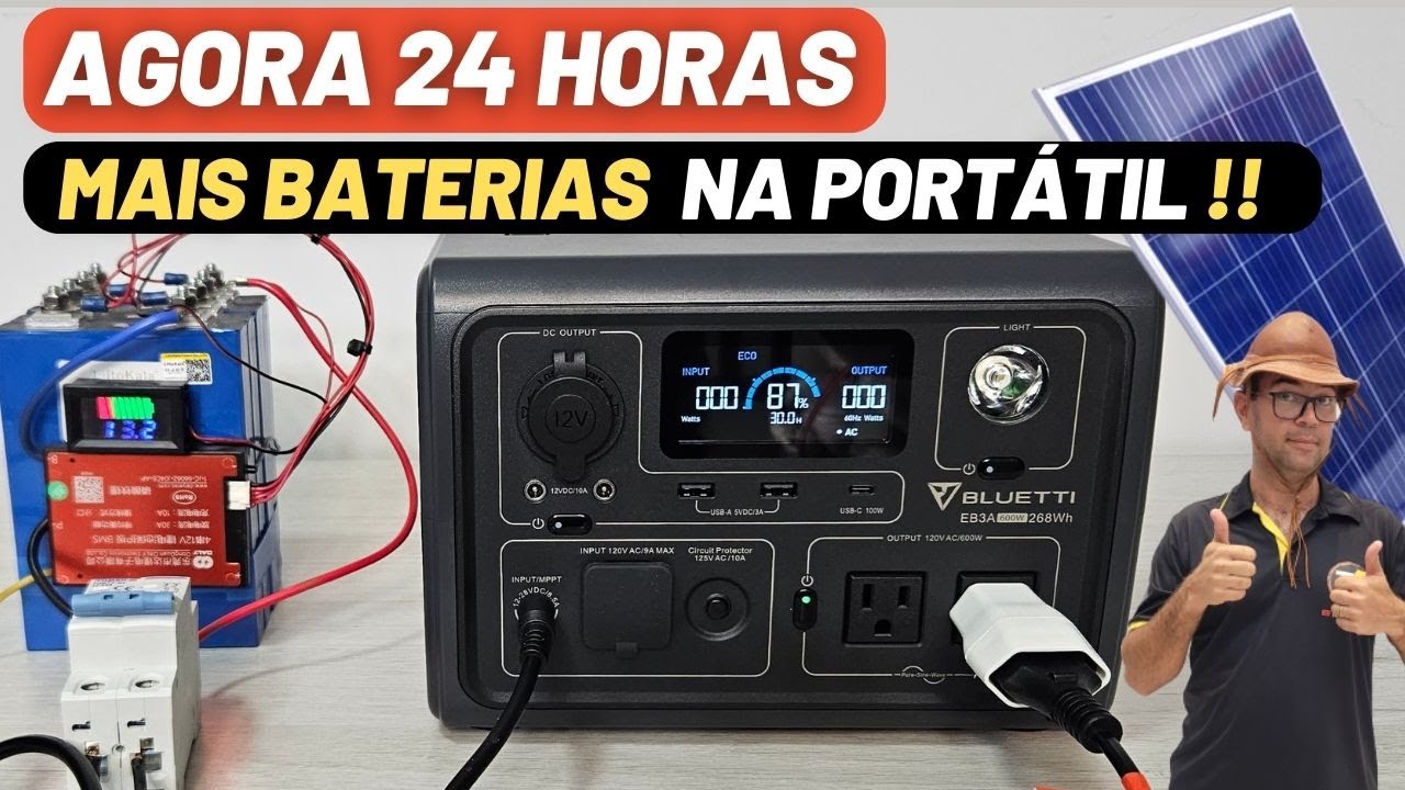 Aumentando a capacidade da bateria da Estação portátil Bluetti EB3A para funcionar por mais tempo