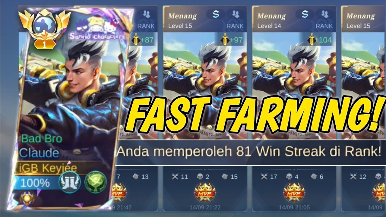 TOP GLOBAL CLAUDE TUTORIAL CARA LANING CLAUDE TERBARU SETELAH DI NERF! AUTO WINSTREAK - MLBB