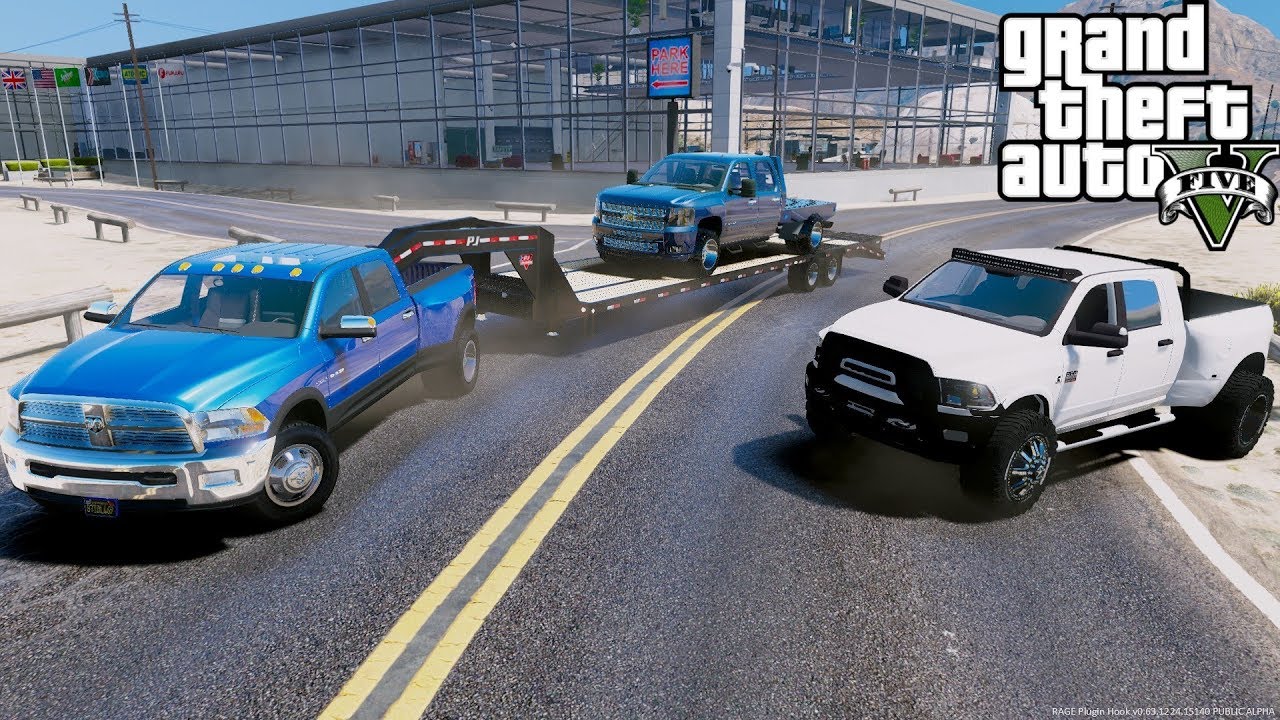 GTA 5 Real Life Mod #118 Новый прицеп-тележка Gooseneck PJ и ремонт наших Hot Shot Trucks