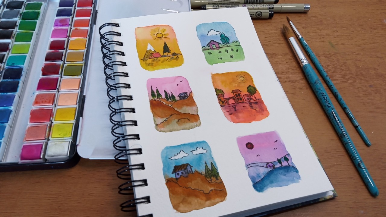 Doodle + Aquarela: Casinhas Fofas e Criativas 🏡✨