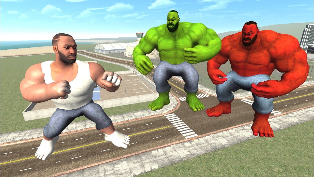 Strongest Franklin vs Red & Green Hulk in Indian Bike Driving 3D