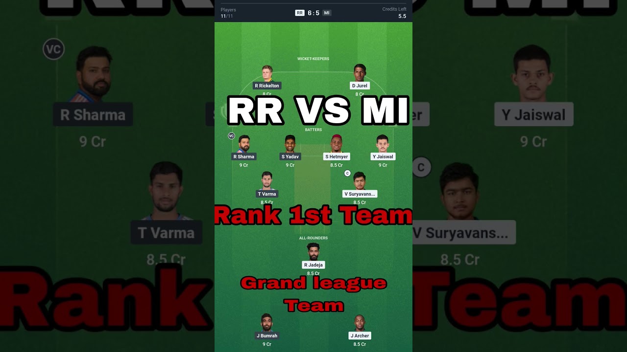 RR vs MI 2026 Dream11 Prediction| RR vs MI Today Match Prediction| IPL 2026 Match 13