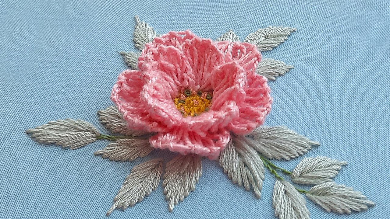 3D Rose Flower Embroidery for Your Home. Dimensional Embroidery