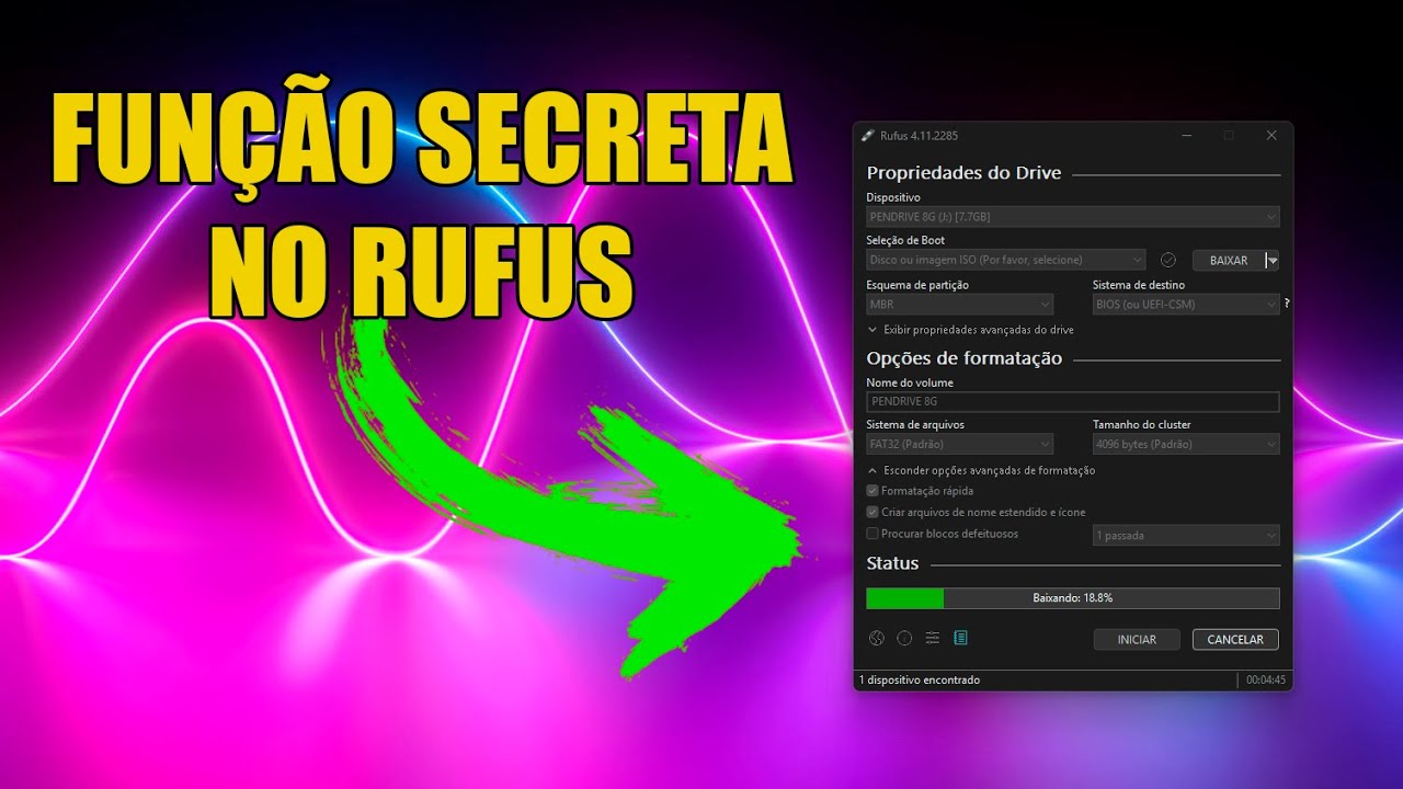 Função SECRETA no RUFUS para CRIAÇÃO de PENDRIVE BOOTÁVEL automaticamente