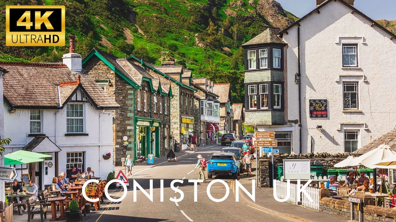 Coniston, Lake District 4K Virtual Walking Tour | Amazing Mountain Views | Captions with info