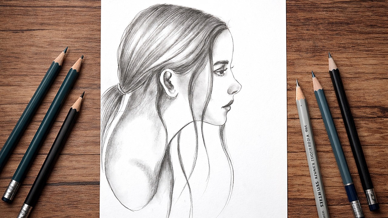 Realistic Pencil Portrait | Side View Drawing