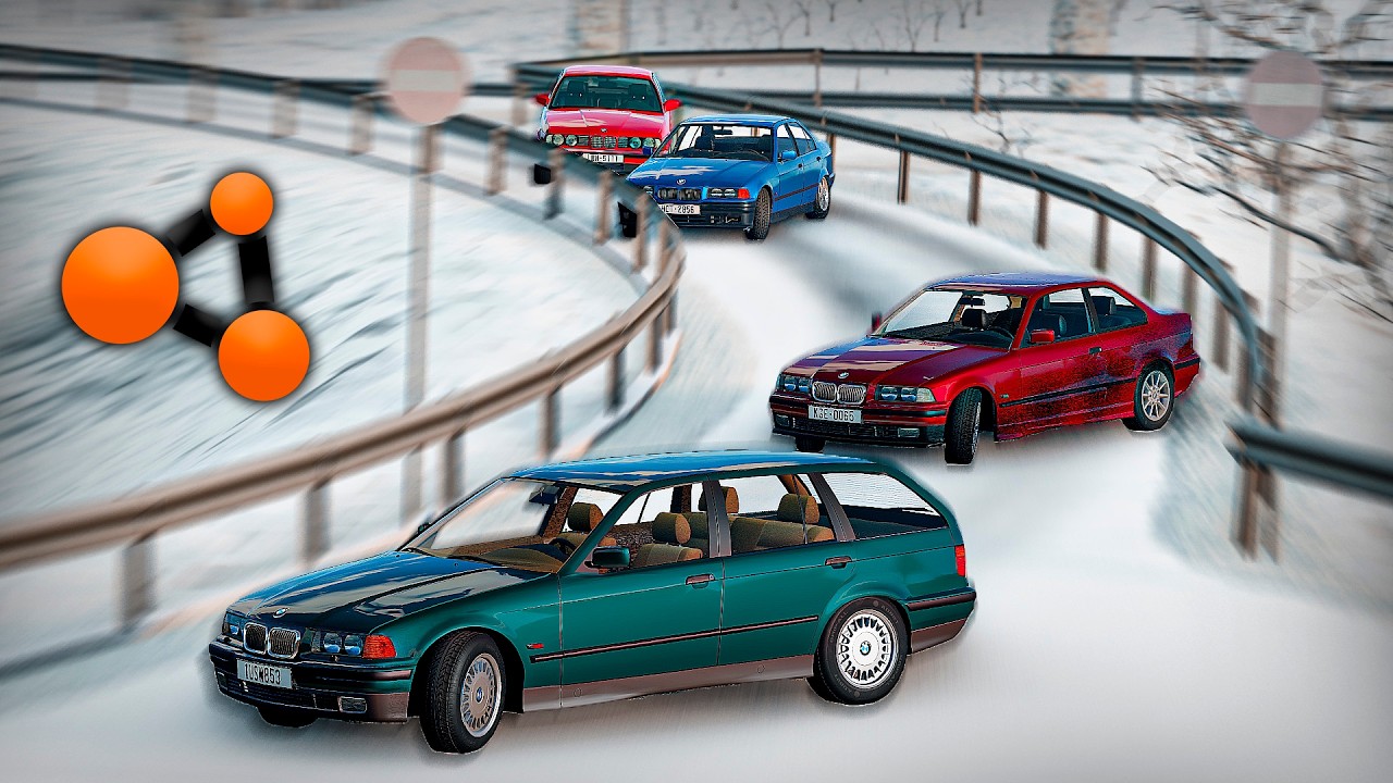 4 BMW НАВАЛИВАЮТ В ЗИМНИХ ГОРАХ в BeamNG MULTIPLAYER | DESTIMAGE