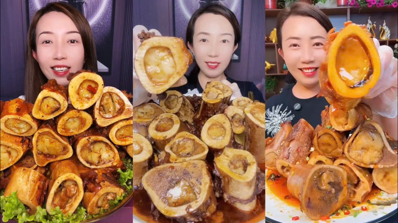 MUKBANG beef bone marrow ASMR  - The best of delicious Lien Huong food #1693