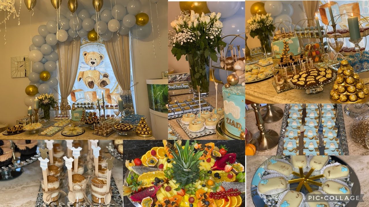 تحضيرات السبوع او  عقيقة ابني بوفي راقي و افكار سهلة👼💙          buffet naissance