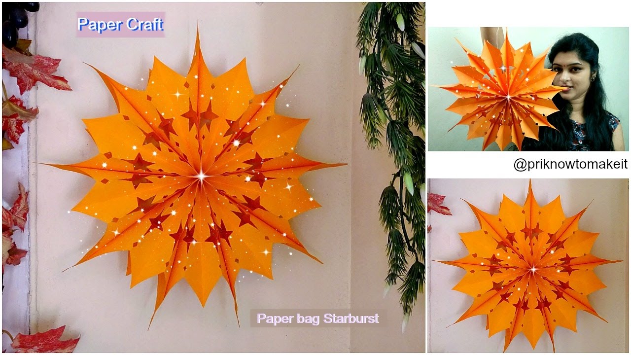 How to make paper bag starburst | paper bag star | Christmas decoration idea,