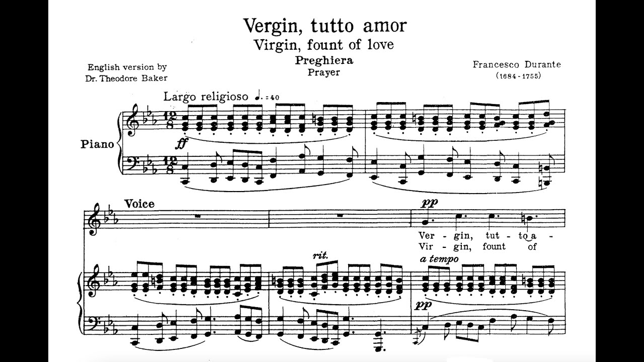 Vergin, tutto amor (F. Durante) - C Minor Piano Accompaniment - Karaoke