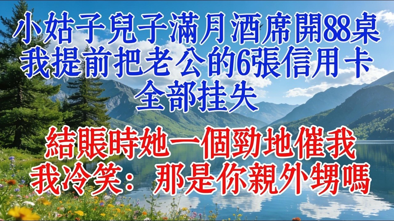 小姑子兒子滿月酒席開88桌，我提前把老公的6張信用卡全部掛失，結帳時她一個勁地催我，我冷笑：那是你親外甥嗎#婆媳 #故事 #人生感悟
