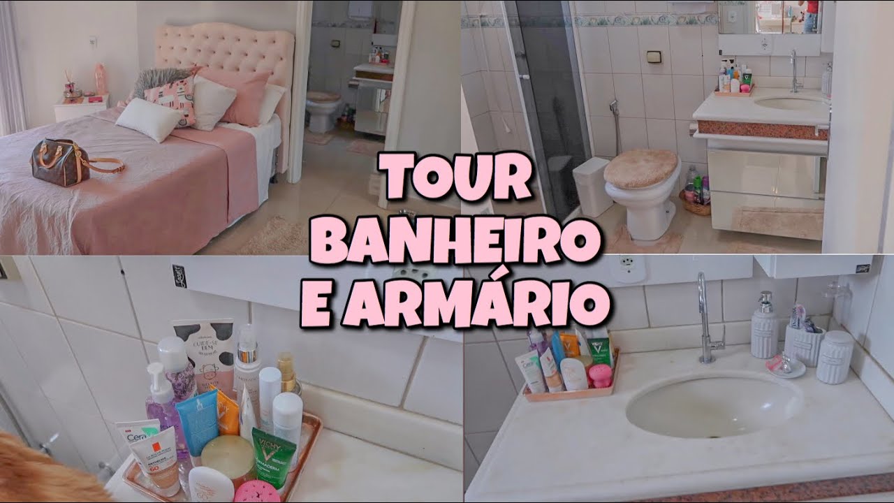 TOUR PELO MEU QUARTO/SUÍTE parte 02 - BANHEIRO e ARMÁRIO