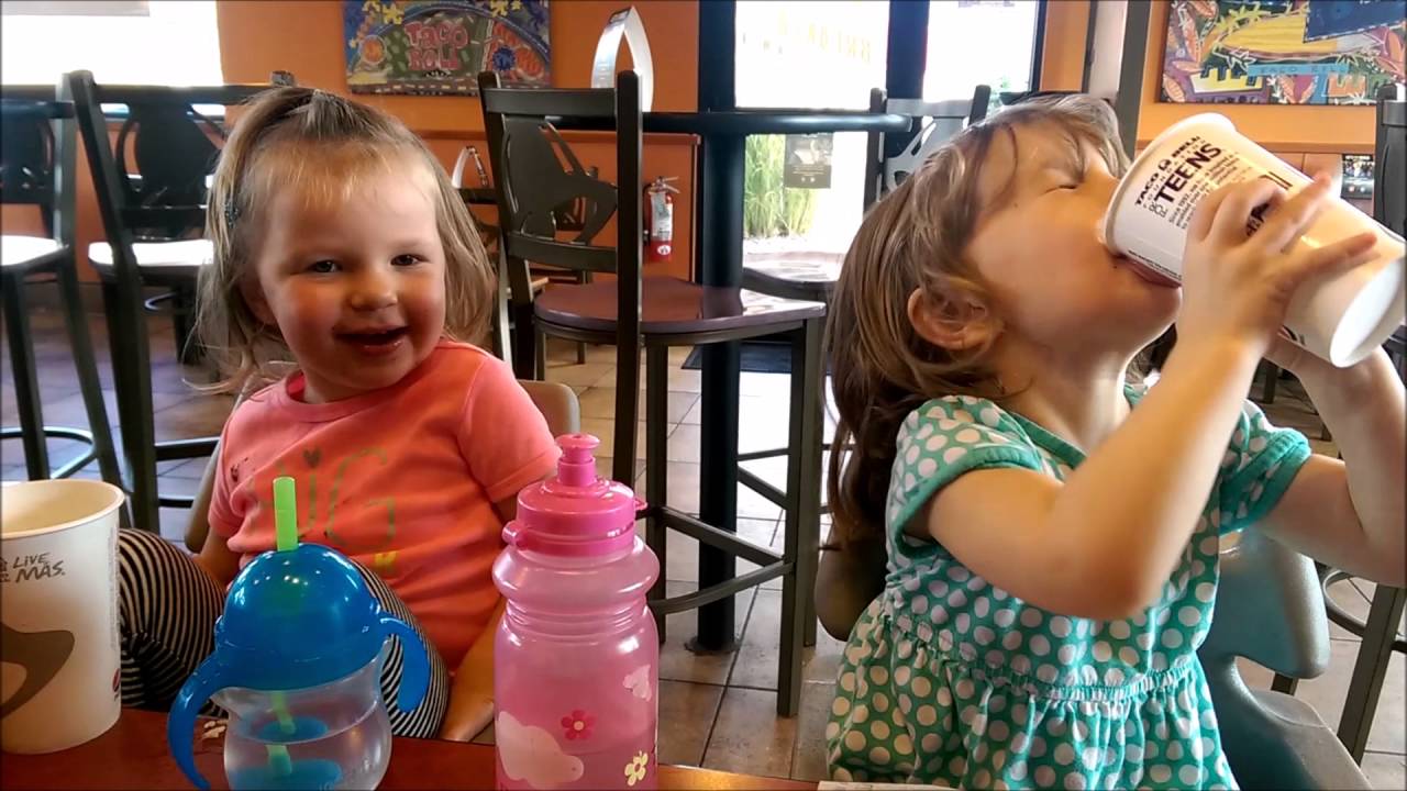 Toddlers Singing and Dumping Ice on Face in Taco Bell