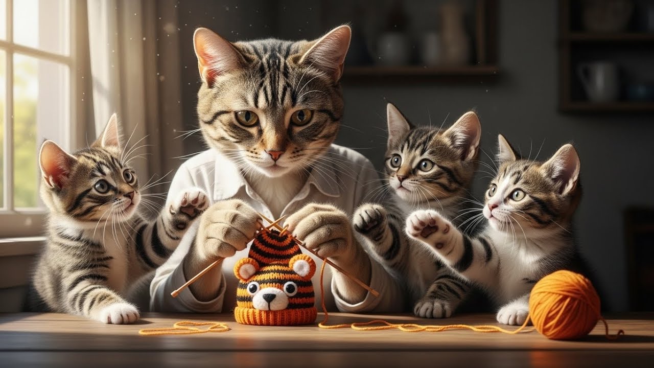Mama Cat Gives Tiger Makeover to Her Kittens 😹🐯 #shorts #cat